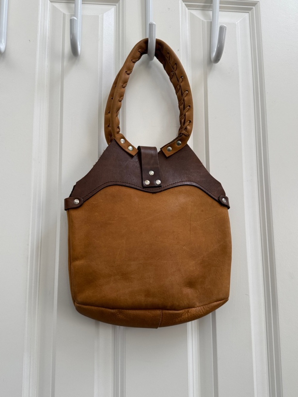 Leather Two-Tone Brown Shoulder Bag